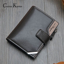 Load image into Gallery viewer, New Korean casual men's wallet Short vertical locomotive British casual multi-function card bag zipper buckle triangle folding