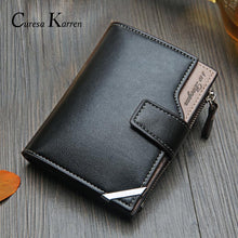 Load image into Gallery viewer, New Korean casual men's wallet Short vertical locomotive British casual multi-function card bag zipper buckle triangle folding